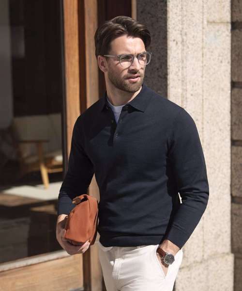 Brighton long sleeve polo – elegant knitted polo