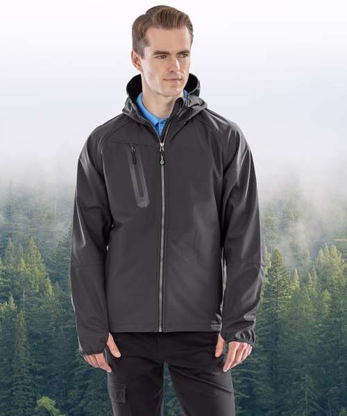 3-layer recycled printable casual hooded softshell